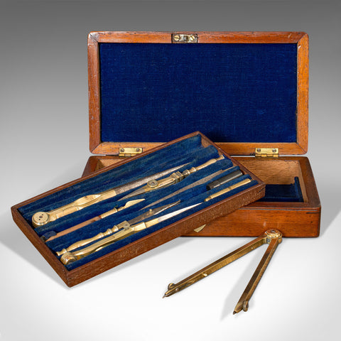 Vintage Draughtsman's Instrument Set, Drawing, Navigation, Henry Hughes And Son