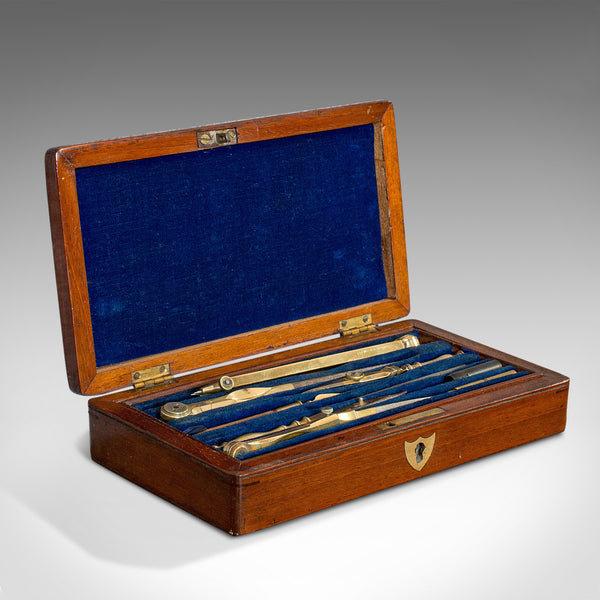 Vintage Draughtsman's Instrument Set, Drawing, Navigation, Henry Hughes And Son