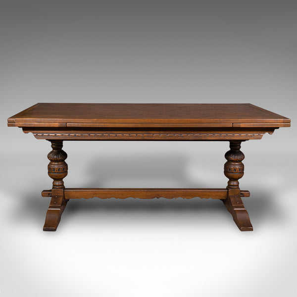 Antique Extending Dining Table, English, Oak, 6-8 Seat, Country House, Edwardian
