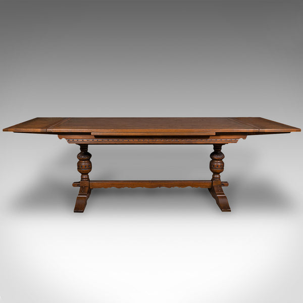 Antique Extending Dining Table, English, Oak, 6-8 Seat, Country House, Edwardian