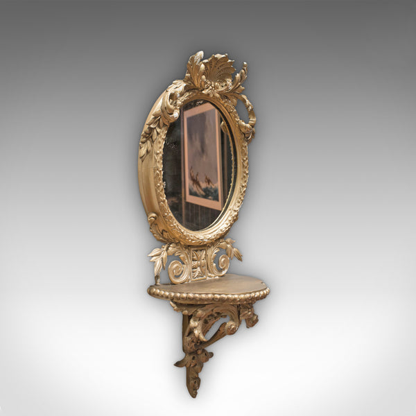 Antique Wall Mirror, French, Gilt Gesso, Oval, Ornate, Victorian, Circa 1850