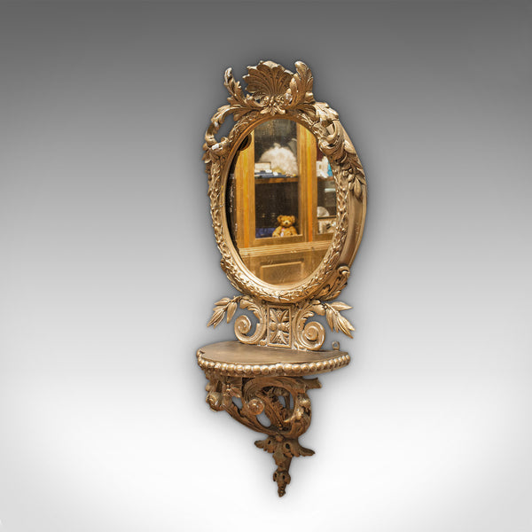 Antique Wall Mirror, French, Gilt Gesso, Oval, Ornate, Victorian, Circa 1850
