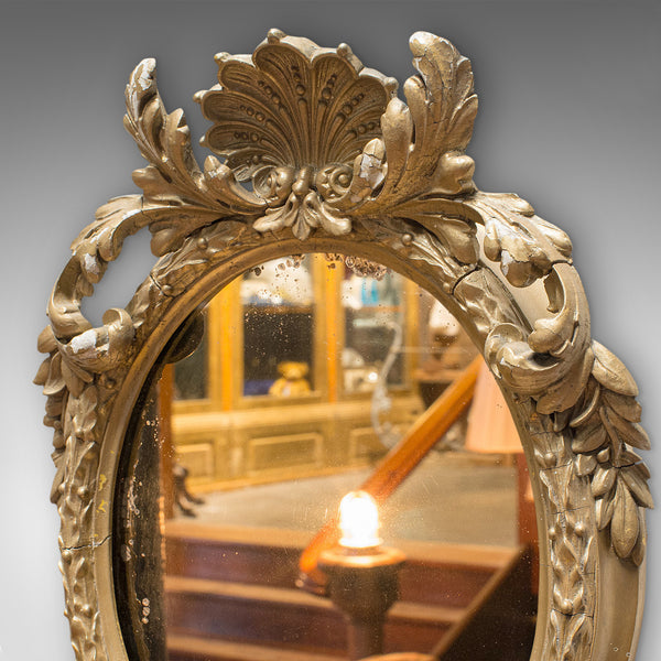 Antique Wall Mirror, French, Gilt Gesso, Oval, Ornate, Victorian, Circa 1850