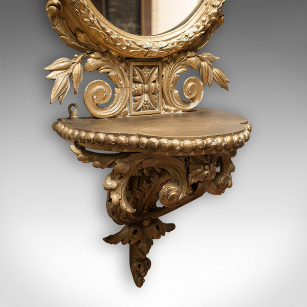 Antique Wall Mirror, French, Gilt Gesso, Oval, Ornate, Victorian, Circa 1850