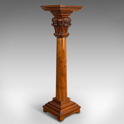 Tall Antique Display Pedestal, English, Mahogany, Torchere, Plant Stand, Regency