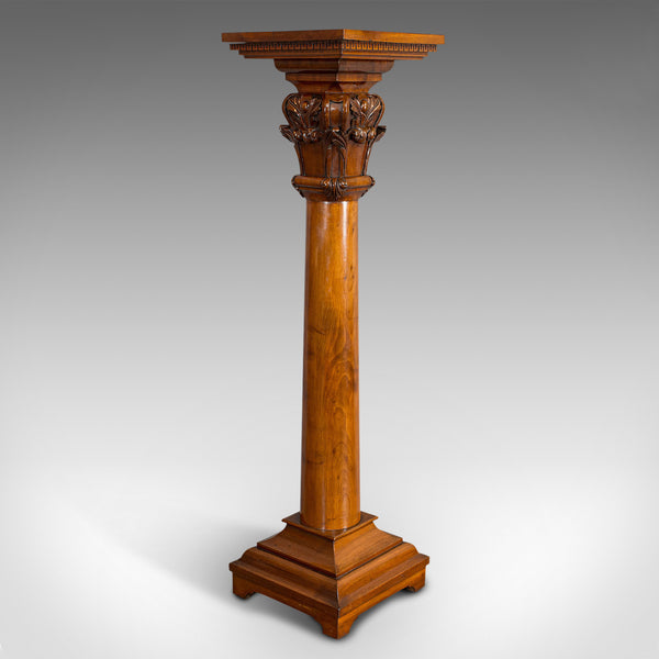 Tall Antique Display Pedestal, English, Mahogany, Torchere, Plant Stand, Regency