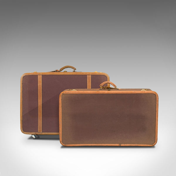 Vintage Luggage Set, American, Leather, Set of 4, Suitcase, T Anthony, New York