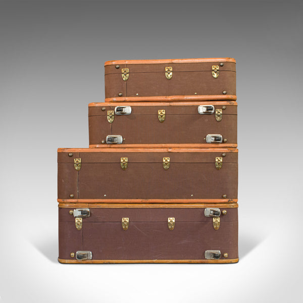 Vintage Luggage Set, American, Leather, Set of 4, Suitcase, T Anthony, New York