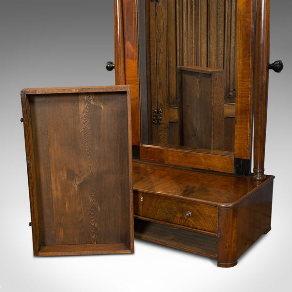 Antique Toilet Mirror, English, Walnut, Vanity, Empire Style, Victorian, C.1880