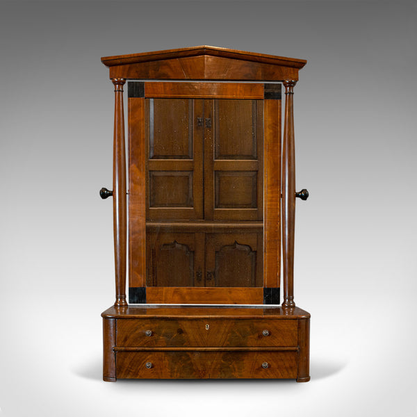 Antique Toilet Mirror, English, Walnut, Vanity, Empire Style, Victorian, C.1880