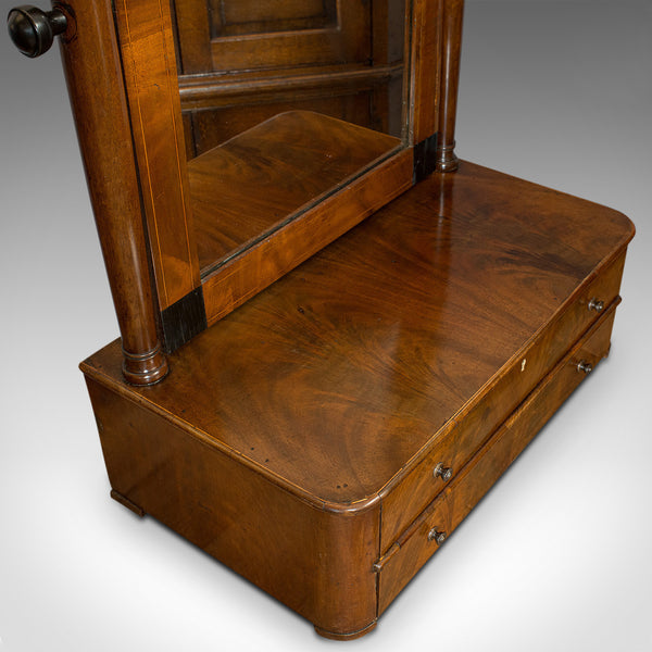 Antique Toilet Mirror, English, Walnut, Vanity, Empire Style, Victorian, C.1880