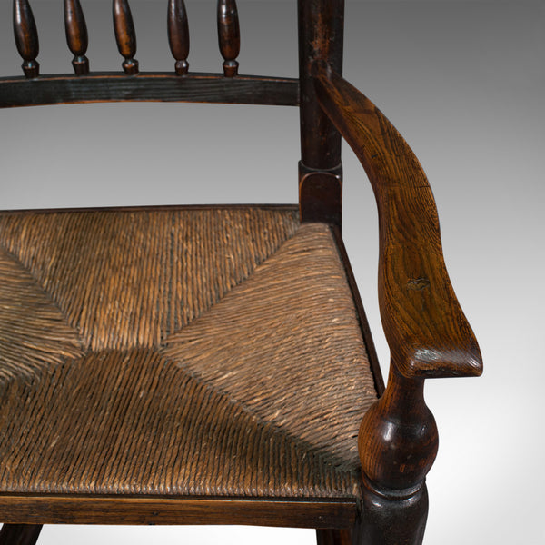Antique Lancashire Rocking Chair, English, Ash, Spindle Back, Seat, Georgian