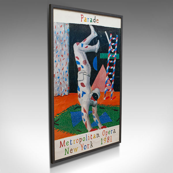 Framed, Vintage David Hockney Poster, American, Parade, Met Opera, New York