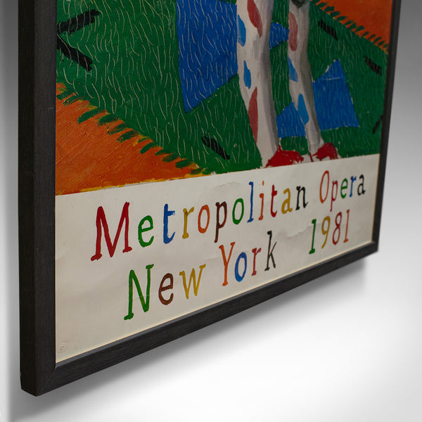 Framed, Vintage David Hockney Poster, American, Parade, Met Opera, New York