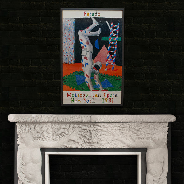 Framed, Vintage David Hockney Poster, American, Parade, Met Opera, New York