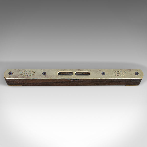 Vintage Spirit Level, English, Rosewood, Brass, Instrument, Rabone, Circa 1950