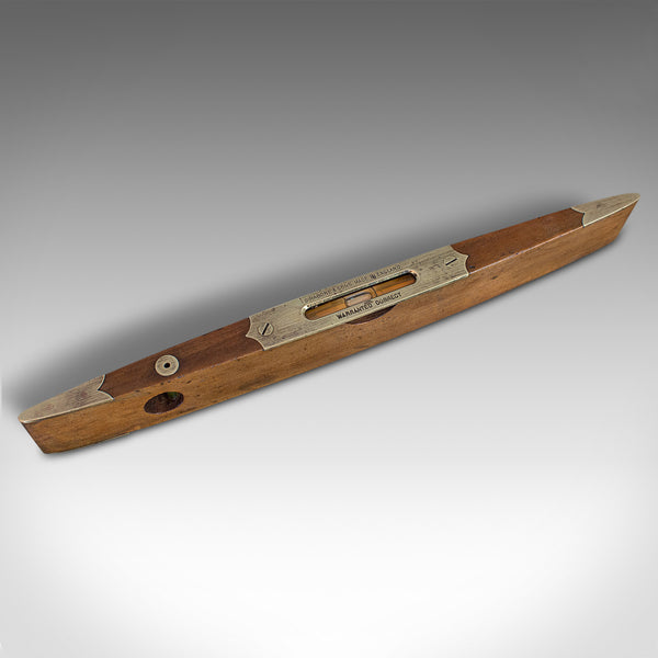 Antique Boat Spirit Level, English, Walnut, Brass, Torpedo, Instrument, Rabone