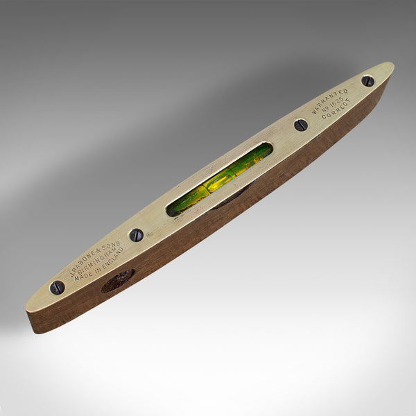 Vintage J. Rabone Spirit Level, English, Rosewood, Brass, Torpedo, Circa 1950