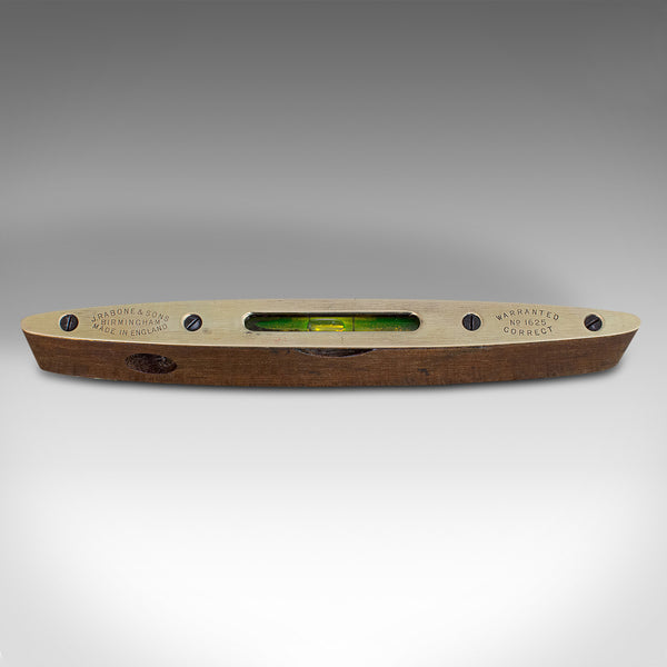 Vintage J. Rabone Spirit Level, English, Rosewood, Brass, Torpedo, Circa 1950