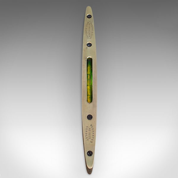 Vintage J. Rabone Spirit Level, English, Rosewood, Brass, Torpedo, Circa 1950