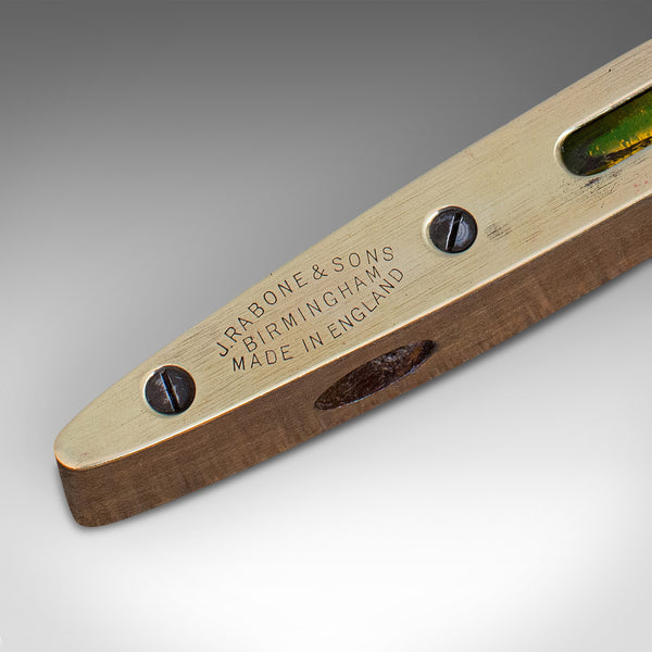 Vintage J. Rabone Spirit Level, English, Rosewood, Brass, Torpedo, Circa 1950