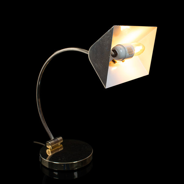Vintage Barrister's Lamp, Continental, Brass, Banker's, Desk, Light, Circa 1970