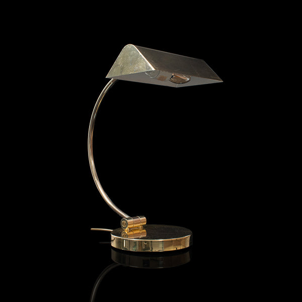 Vintage Barrister's Lamp, Continental, Brass, Banker's, Desk, Light, Circa 1970
