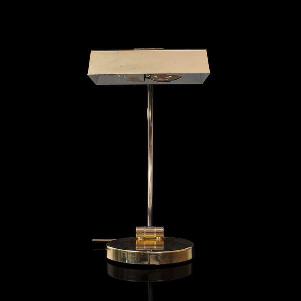 Vintage Barrister's Lamp, Continental, Brass, Banker's, Desk, Light, Circa 1970
