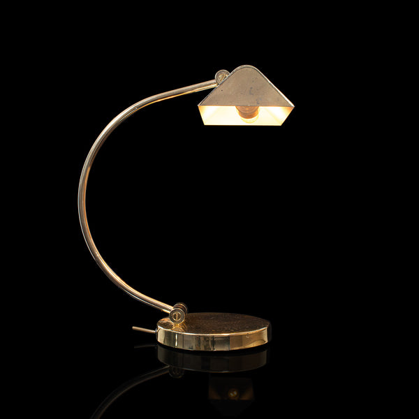 Vintage Barrister's Lamp, Continental, Brass, Banker's, Desk, Light, Circa 1970