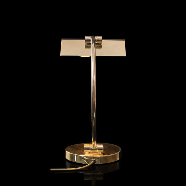 Vintage Barrister's Lamp, Continental, Brass, Banker's, Desk, Light, Circa 1970