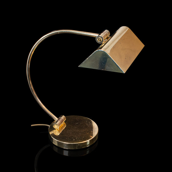 Vintage Barrister's Lamp, Continental, Brass, Banker's, Desk, Light, Circa 1970