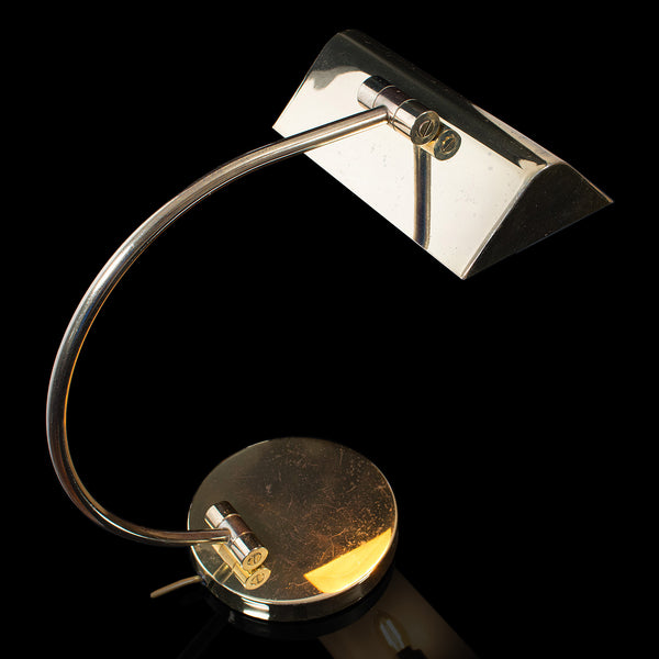 Vintage Barrister's Lamp, Continental, Brass, Banker's, Desk, Light, Circa 1970