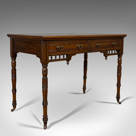 Antique Writing Desk, English, Mahogany, Leather, Side Table, Edwardian, C.1910