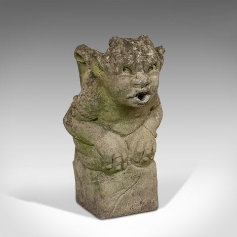 Vintage Gargoyle, English, Reconstituted Stone, Outdoor Ornament, Water Feature