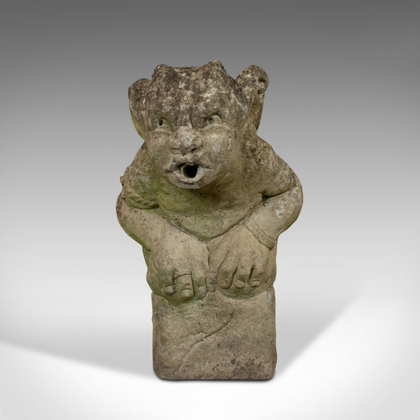 Vintage Gargoyle, English, Reconstituted Stone, Outdoor Ornament, Water Feature
