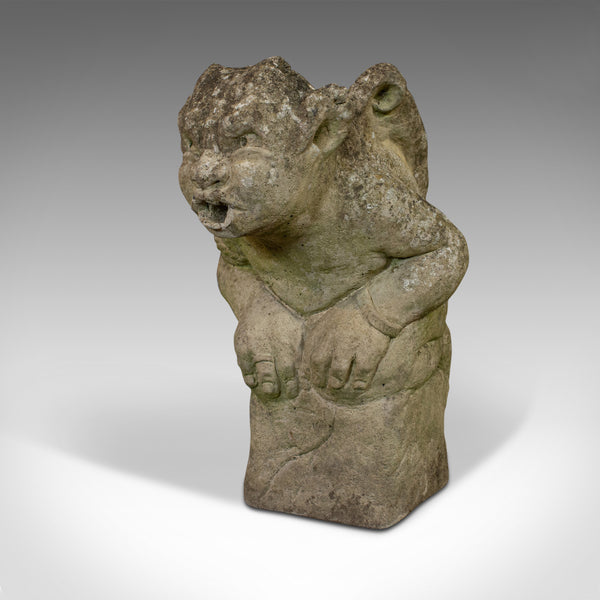 Vintage Gargoyle, English, Reconstituted Stone, Outdoor Ornament, Water Feature