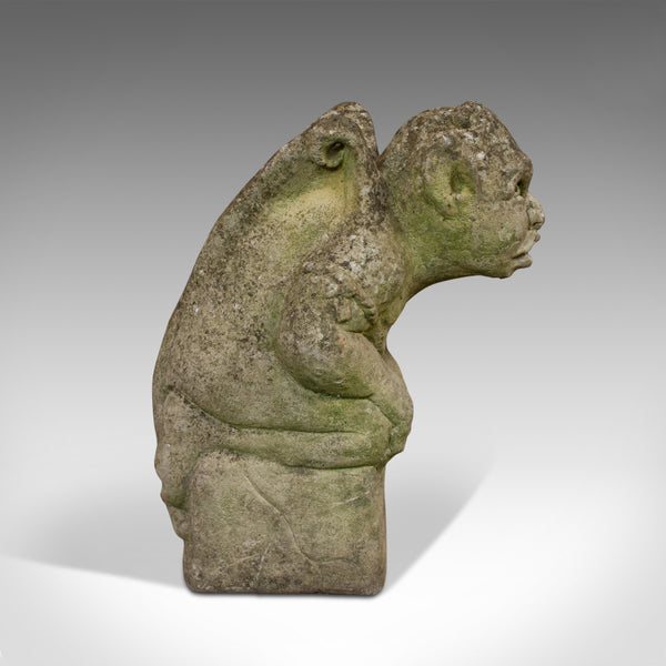 Vintage Gargoyle, English, Reconstituted Stone, Outdoor Ornament, Water Feature