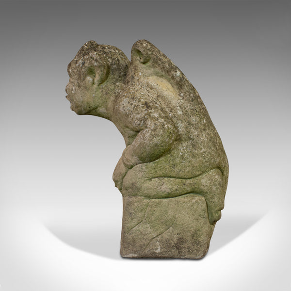 Vintage Gargoyle, English, Reconstituted Stone, Outdoor Ornament, Water Feature