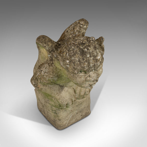 Vintage Gargoyle, English, Reconstituted Stone, Outdoor Ornament, Water Feature