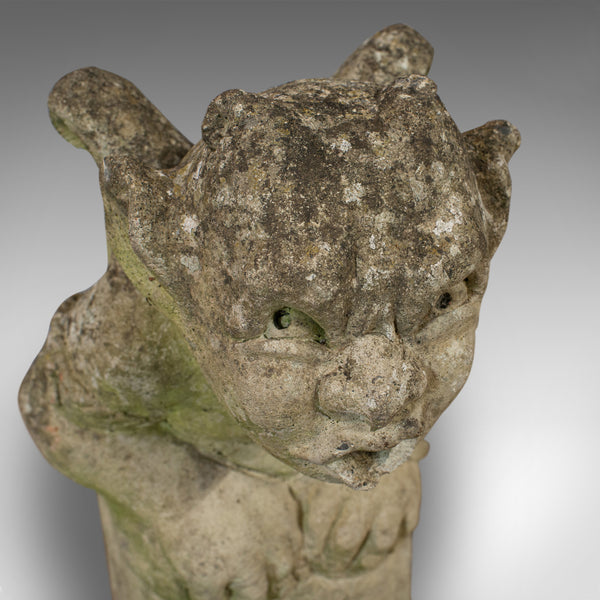 Vintage Gargoyle, English, Reconstituted Stone, Outdoor Ornament, Water Feature