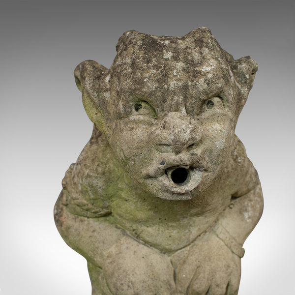 Vintage Gargoyle, English, Reconstituted Stone, Outdoor Ornament, Water Feature