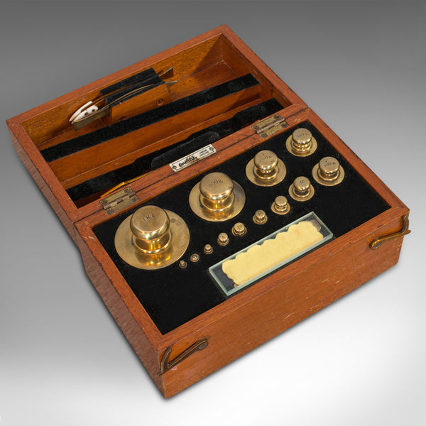 Set Of, Vintage Balance Weights, English, Brass, Scientific, Apothecary, Assay
