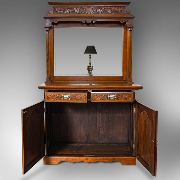 Tall Vintage Dresser, Walnut, Sideboard, Cabinet, Art Nouveau Taste, Circa 1980