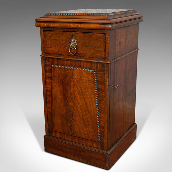 Tall Antique Side Cabinet, English, Mahogany, Bedside, Nightstand, Regency, 1820