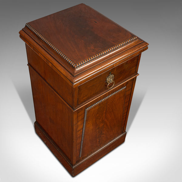 Tall Antique Side Cabinet, English, Mahogany, Bedside, Nightstand, Regency, 1820