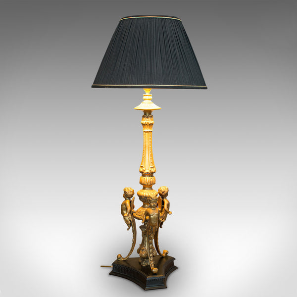 Vintage Table Lamp, English, Gilt Metal, Cherubic Light, 20th Century, C.1990