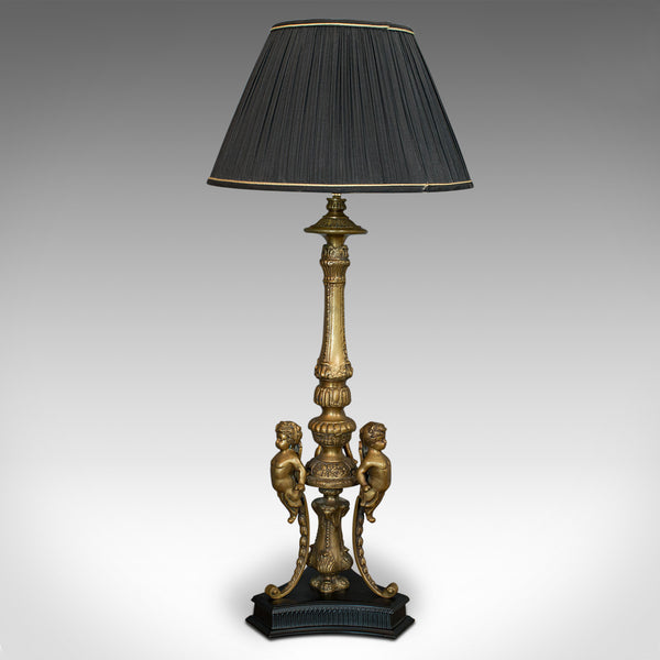 Vintage Table Lamp, English, Gilt Metal, Cherubic Light, 20th Century, C.1990