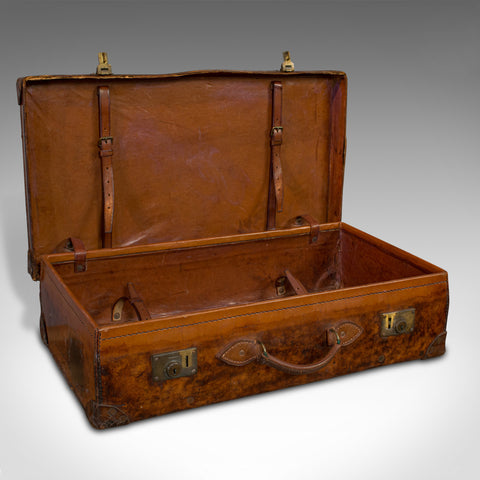 Antique Travel Suitcase, English, Leather, Gentleman's Case, Edwardian, C.1910