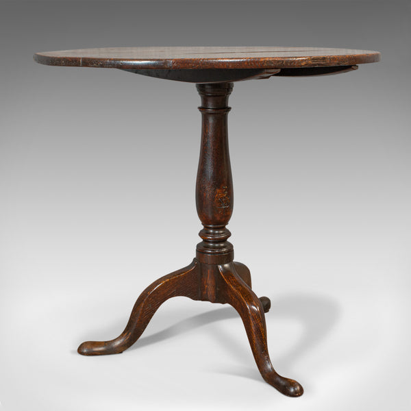 Antique Circular Table, English, Oak, Folding, Side, Occasional, Georgian, 1780
