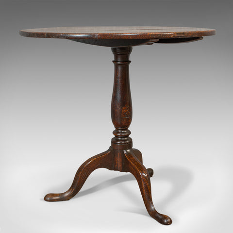 Antique Circular Table, English, Oak, Folding, Side, Occasional, Georgian, 1780